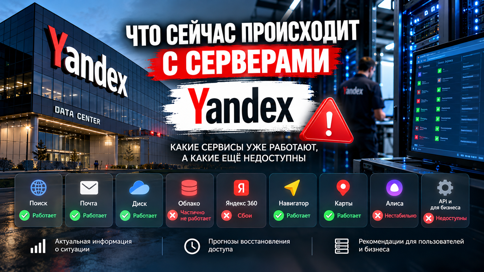 Сбой серверов Yandex  какие сервисы работают